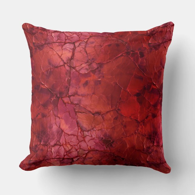 Textured , Cracks Vains in Deep Red Throw Pillow (Front)