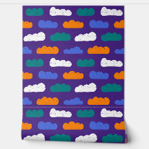 Textured Crayon Clouds on Royal Purple
