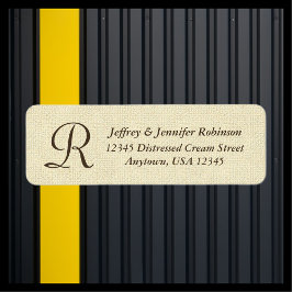Textured Cream Name and Address Label Monogram
