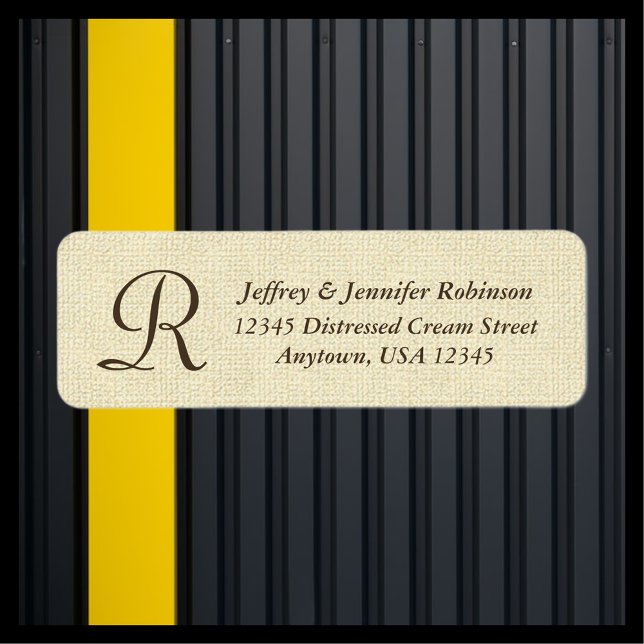 Textured Cream Name and Address Label Monogram (Creator Uploaded)