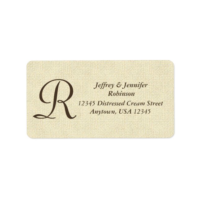 Textured Cream Return Address Label Monogram (Front)