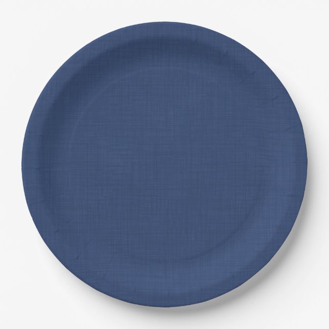 Textured dark Blue  Paper Plates (Front)