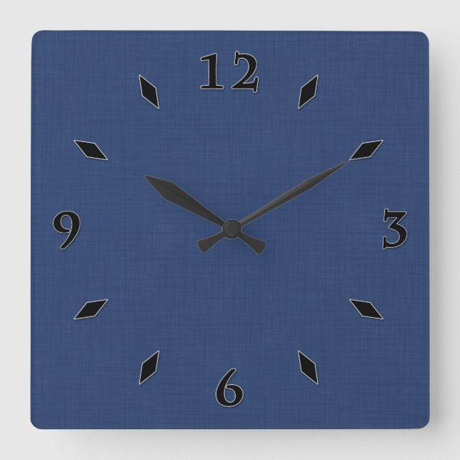 Textured dark Blue   Square Wall Clock (Front)