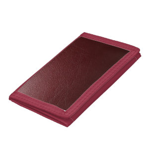 Textured Dark Red Leather Tri-fold Wallet