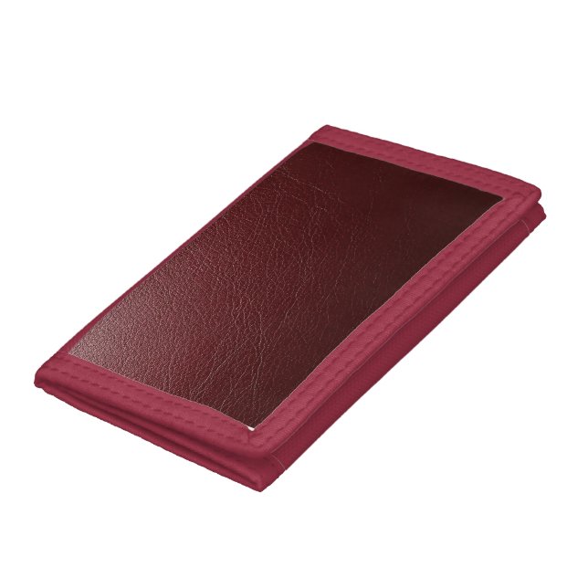 Textured Dark Red Leather Trifold Wallet (Bottom)