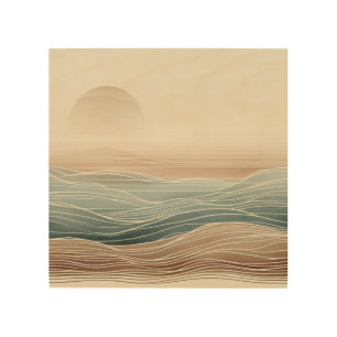 Textured Dawn Waves Japandi Wood Art Calm
