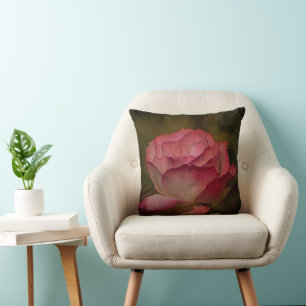 Textured Deep Pink Rose Throw Pillow