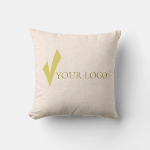 Textured delicate cream with logo Throw Pillow