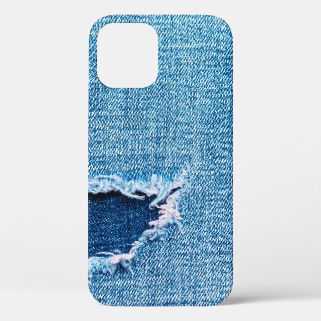 Textured denim background. Torn hole in the fabric Case-Mate iPhone Case (Back)