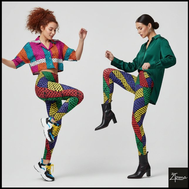 Textured Diagonal Plaid Primary Colors Blue Leggings (Creator Uploaded)