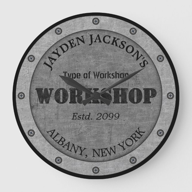 Textured Effect Shop Workshop Shed Man Cave Clock (Front)