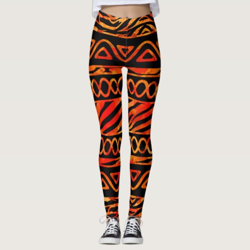 Textured Ethnic and Animal Print Pattern N3 Leggings