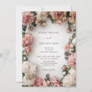Textured Floral Wreath  Wedding Invitation