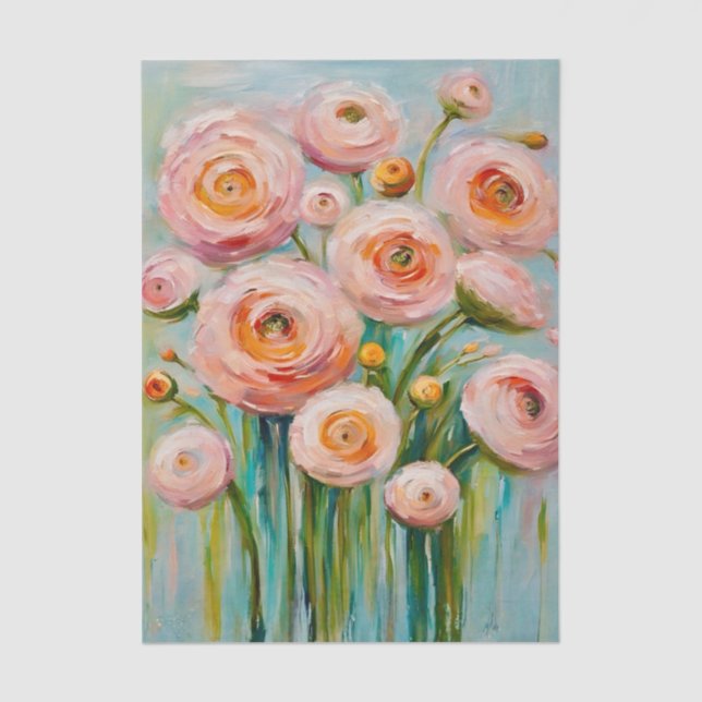 Textured Flowers Decoupage Tissue Paper (Front)