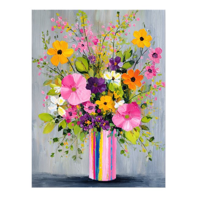 Textured Flowers in a Vase Photo Print (Front)
