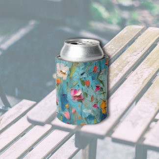Textured Flowers Pattern  Can Cooler