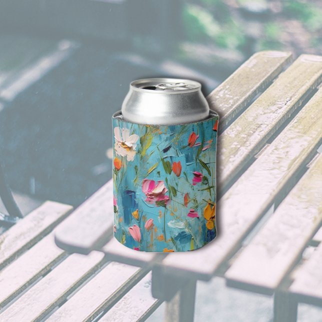 Textured Flowers Pattern  Can Cooler (Creator Uploaded)