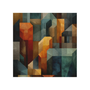 Textured Geometric Abstract Blue Orange Luxury Art