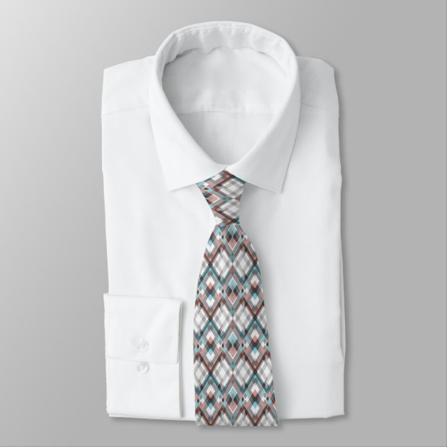 Textured geometric diamond pattern.  neck tie (Tied)