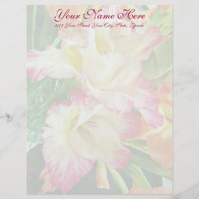 Textured Gladiola Letterhead (Front)