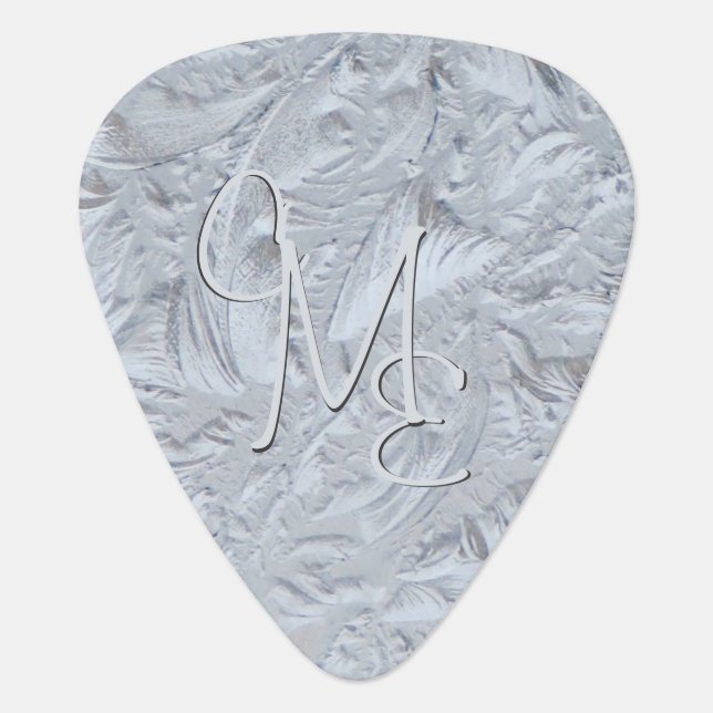 Textured Glass Monogrammed Guitar Pick (Front)