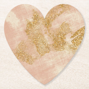 *~* Textured Gold Glitter Distressed Golden Pink Paper Coaster