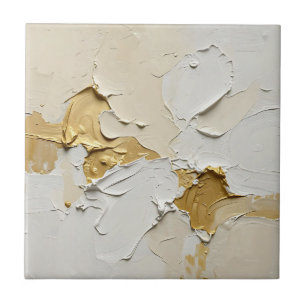 Textured Gold Impasto Abstract Neutral Ceramic Tile
