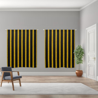 Textured Gold Stripes on B;ack Blackout Curtains