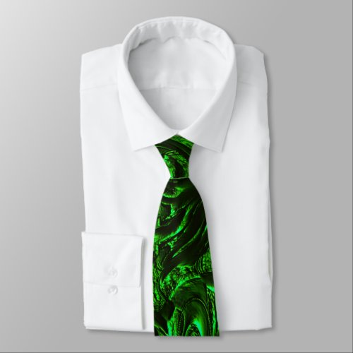 Textured grain metallic green neck tie