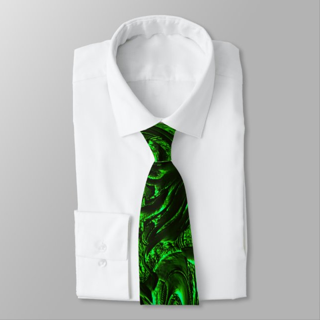 Textured grain metallic green neck tie (Tied)