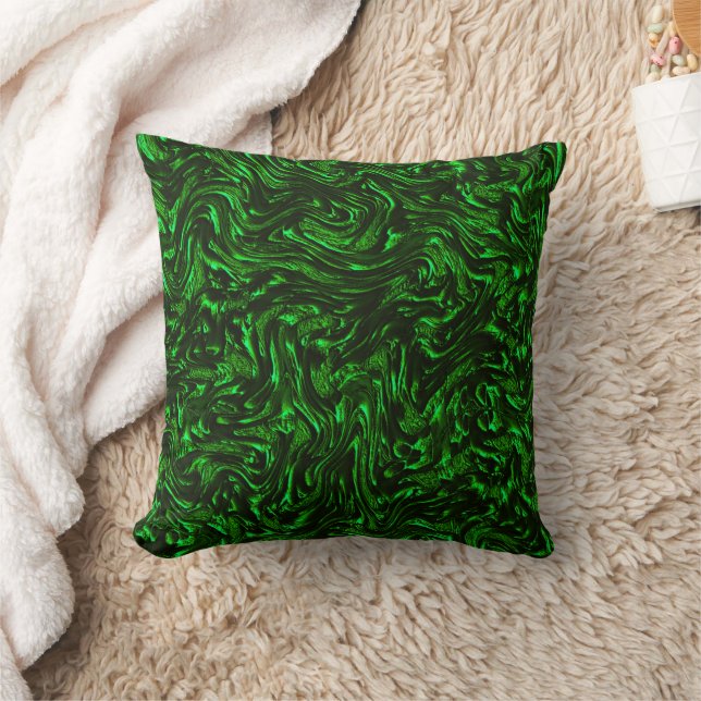 Textured grain metallic green  throw pillow (Blanket)