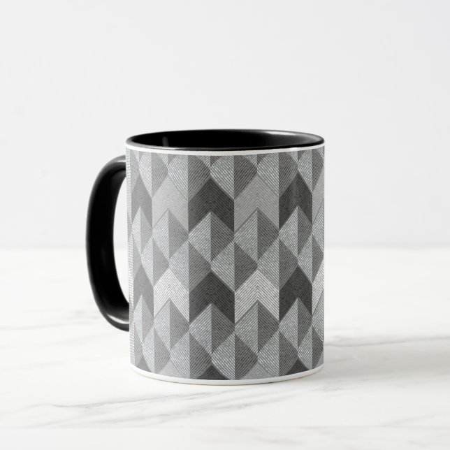 Textured gray geometric. mug (Front Left)