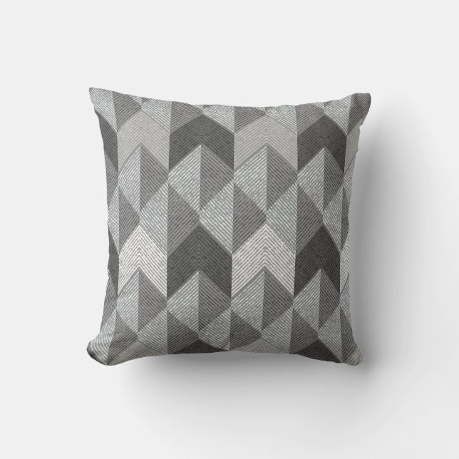 Textured gray geometric. throw pillow (Front)