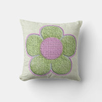 Textured Green and Pink Flower Pillows