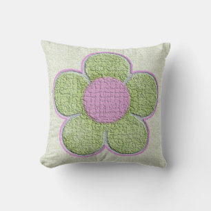 Textured Green and Pink Flower Pillows
