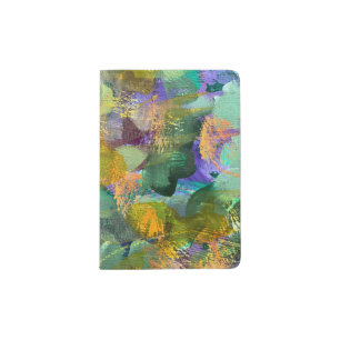 Textured Green and Purple Field Abstract Art Passport Holder