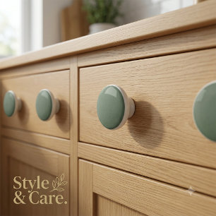 Textured Green Ceramic Knob for Cabinets