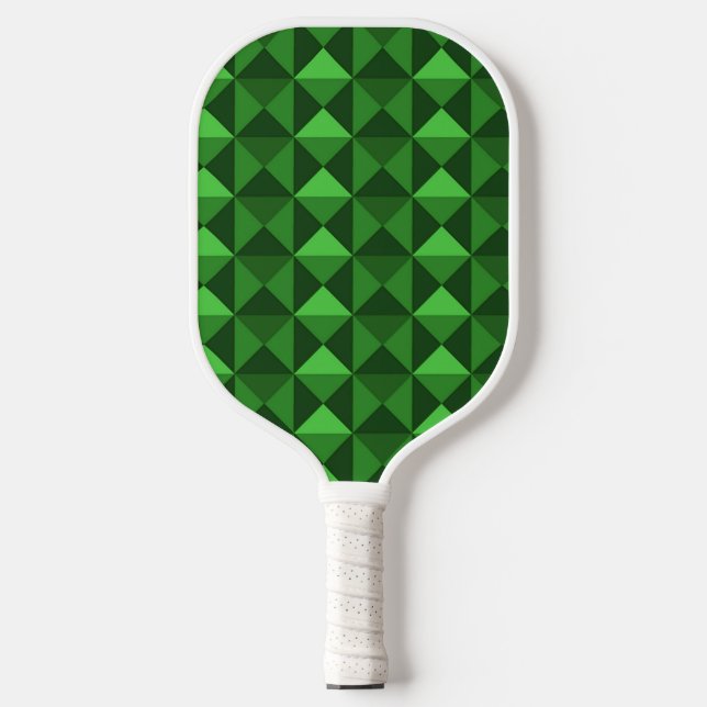 Textured green triangles blocks pickleball paddle (Front)