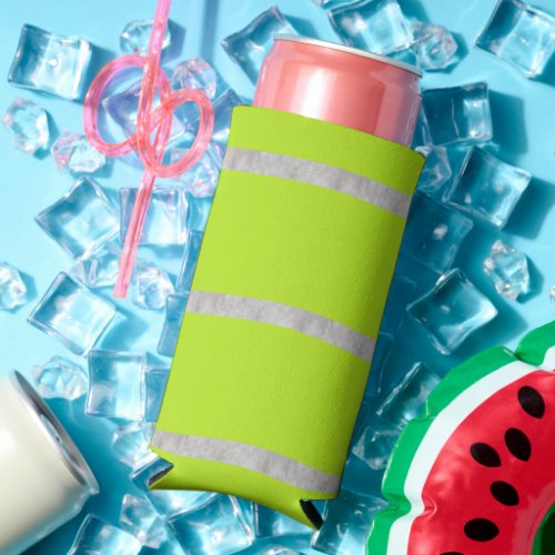 Textured grey stripes and green seltzer can cooler