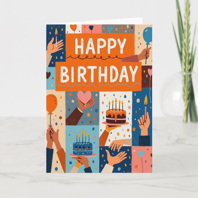 Textured Grid Celebration Card (Front)