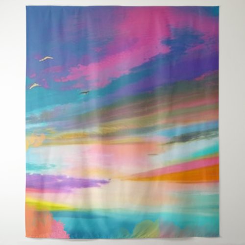 Textured grunge seamless Colorful geometric Splash Tapestry