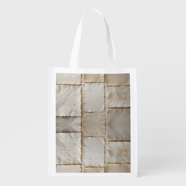 Textured Handmade Paper Flat Lay Grocery Bag (Front)