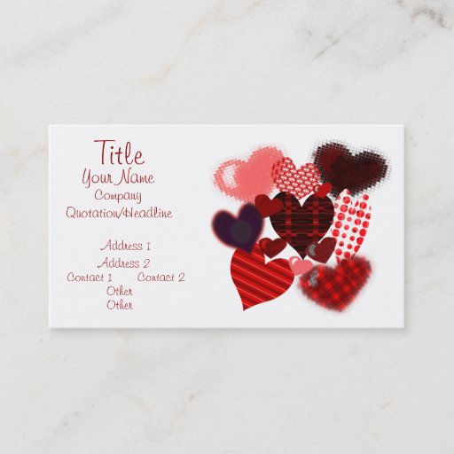 Customizable Textured Heart Collage Business Card