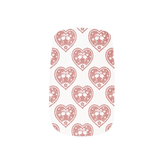 Textured Heart Flamingo Love Minx Nail Art (Left Thumb)