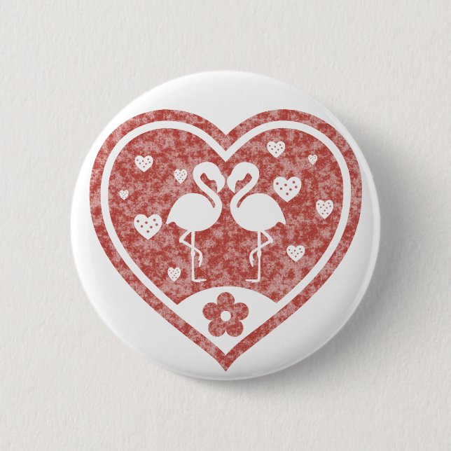 Textured Heart Flamingo Love Pinback Button (Front)