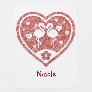 Textured Heart Flamingo Love Receiving Blanket