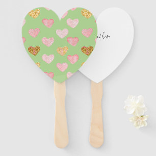Textured Hearts Patterned Hand Held Fans
