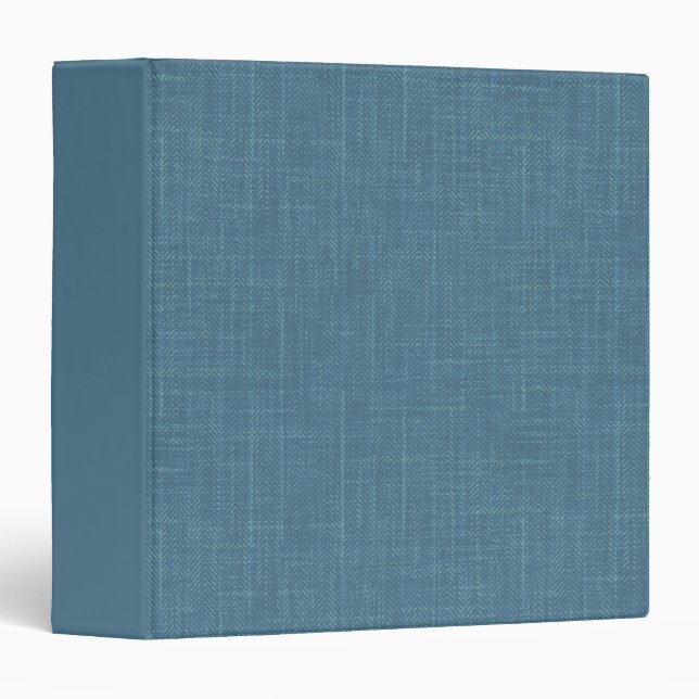 Textured herringbone blue.  3 ring binder (Front/Spine)