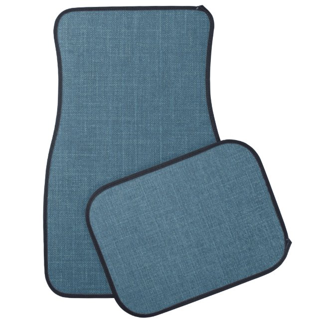 Textured herringbone blue. car floor mat (Set)