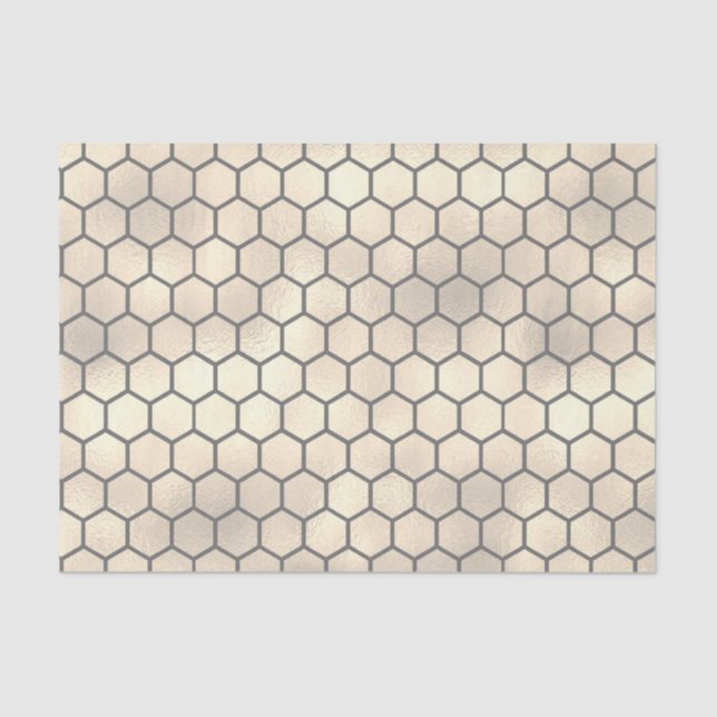 Textured Honeycomb Pattern on Pale Yellow Gold Tissue Paper (Front)
